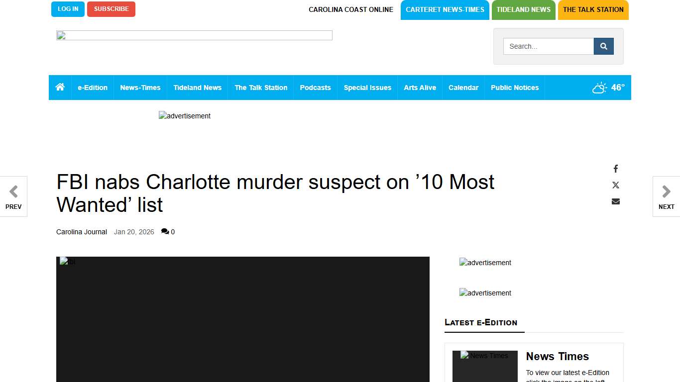 FBI nabs Charlotte murder suspect on ’10 Most Wanted’ list Regional carolinacoastonline.com
