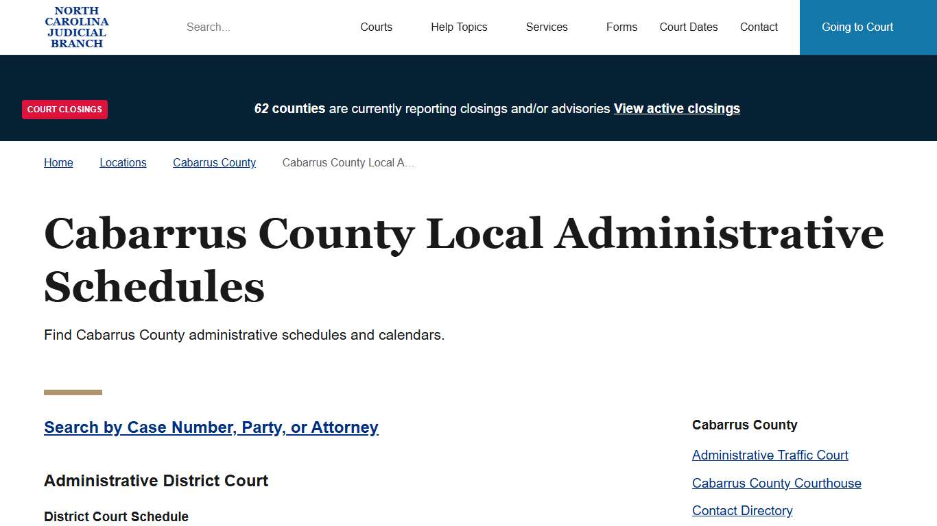 Cabarrus County Local Administrative Schedules North Carolina Judicial Branch